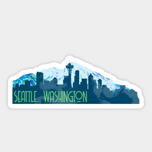 Seattle Skyline Mount Rainier Decal Sticker